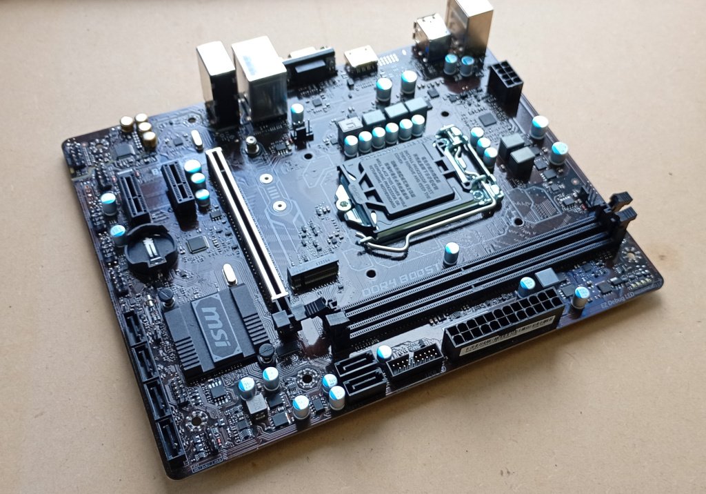 A picture of the B250M Pro-VH motherboard that I had im my 2018 computer till it died. It's still dead.